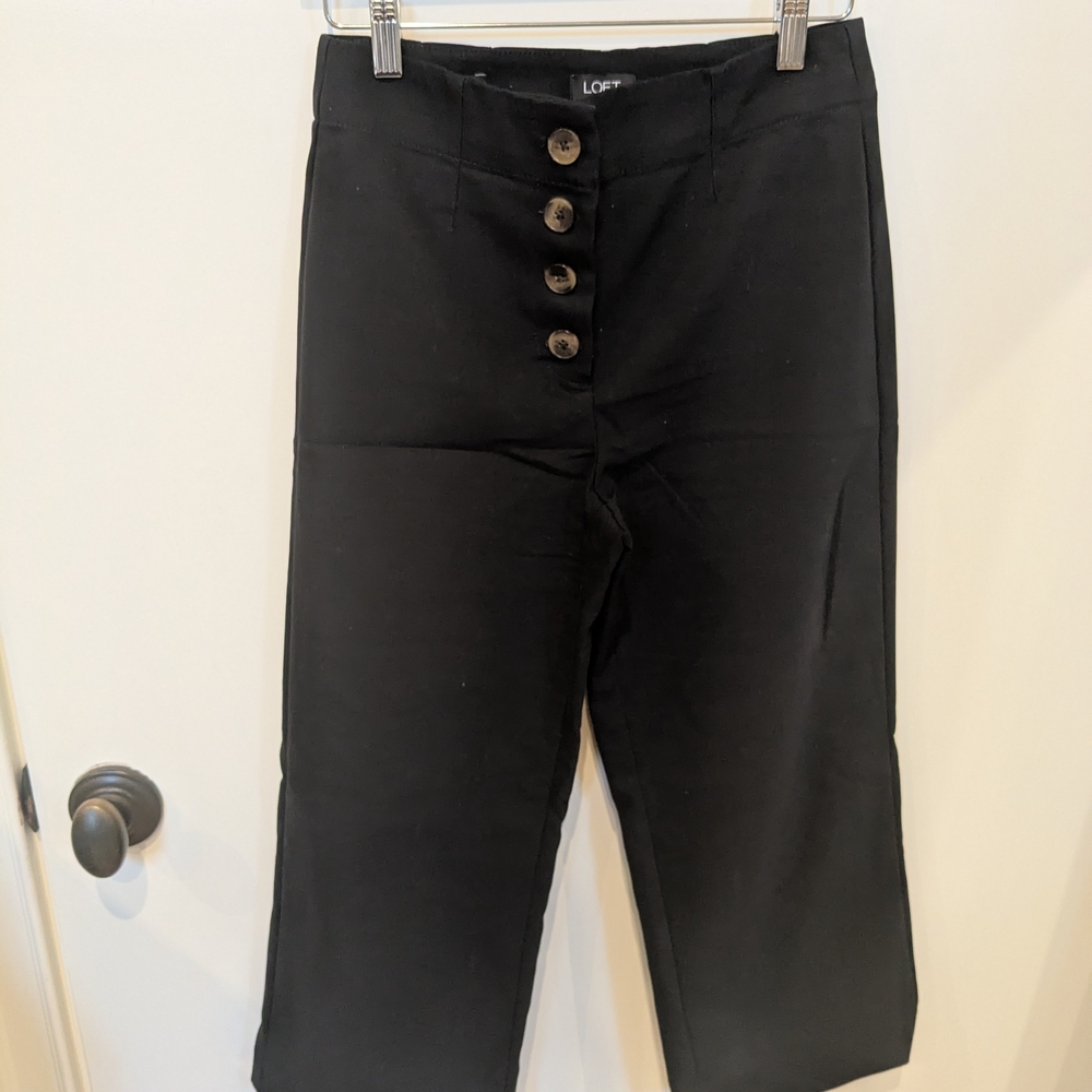LOFT | Black Button-Up High Waist Cropped Pants